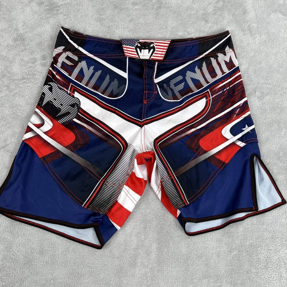Venum American Flag MMA Fight Shorts XL Red White Blue Mens BJJ Muay Thai